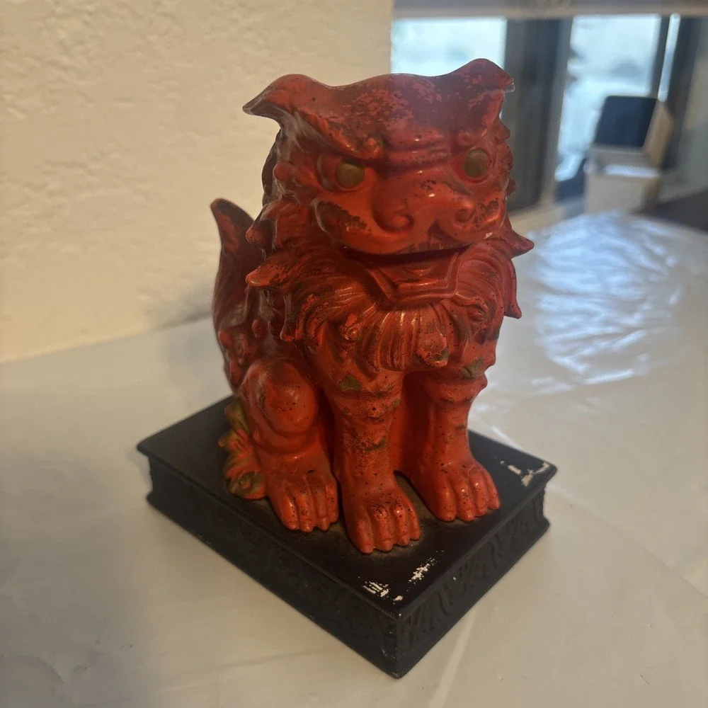 Vintage Napcoware Golden Foo Dog Ceramic Pottery Figurine c--6/62 Midcentury